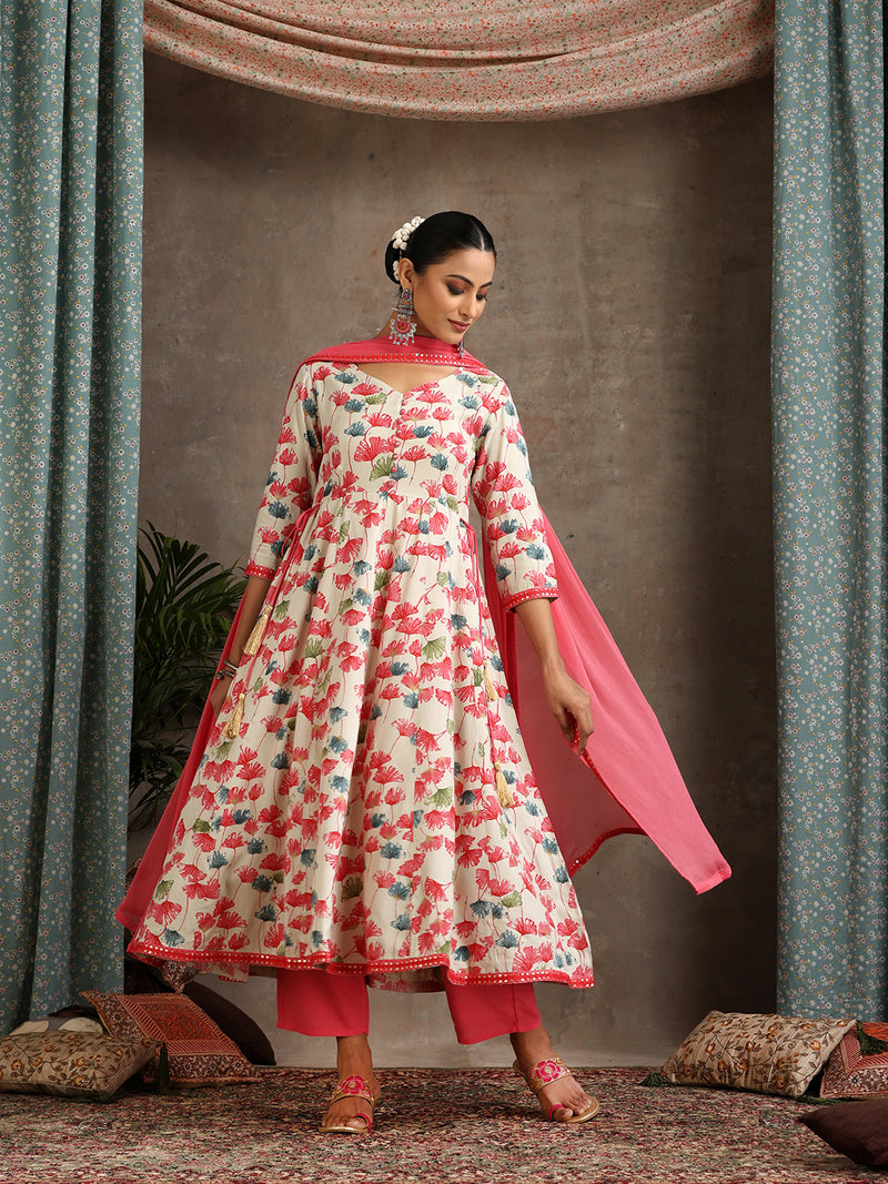 Women Floral Printed Kurta with Palazzos & Dupatta