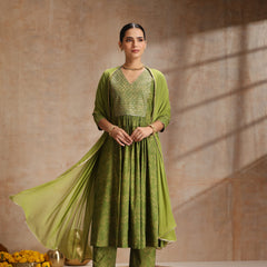 Women Ethnic Motifs Printed Sequinned Anarkali Kurta with Trousers & Dupatta
