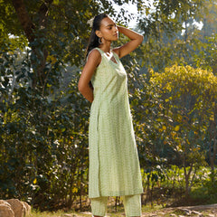 Khushal K Women Printed Regular Pure Cotton green Kurta & Palazzo With Dupatta
