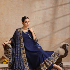 Women’s Ethnic Embroidered Angrakha Kurta Set with Trousers and Dupatta