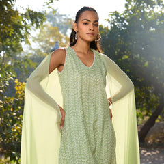 Khushal K Women Printed Regular Pure Cotton green Kurta & Palazzo With Dupatta