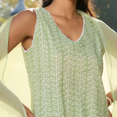 Khushal K Women Printed Regular Pure Cotton green Kurta & Palazzo With Dupatta