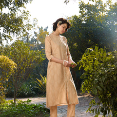 Khushal K Women Printed Regular Pure Cotton brown Kurta & Palazzo With Dupatta