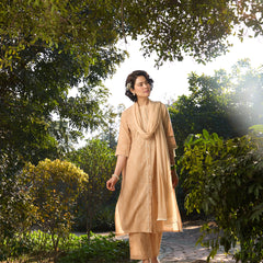 Khushal K Women Printed Regular Pure Cotton brown Kurta & Palazzo With Dupatta