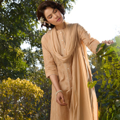 Khushal K Women Printed Regular Pure Cotton brown Kurta & Palazzo With Dupatta
