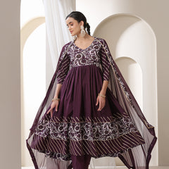 Khushal K Floral Printed Empire V Neck Gotta Patti Anarkali Kurta set