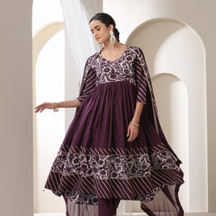 Khushal K Floral Printed Empire V Neck Gotta Patti Anarkali Kurta set