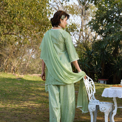 Khushal K Women Printed Regular Pure Cotton green Kurta & Farsi Salwar With Dupatta