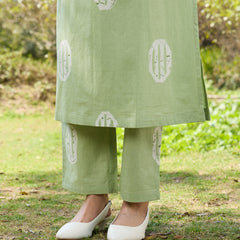 Khushal K Women Printed Regular Pure Cotton green Kurta & Palazzo With Dupatta