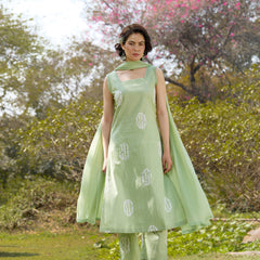 Khushal K Women Printed Regular Pure Cotton green Kurta & Palazzo With Dupatta