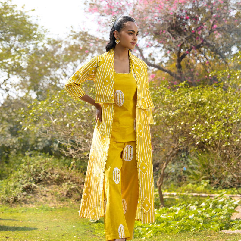 Women Printed Pure Cotton Co-Ords Set - Yellow - Khushal K - Image 8