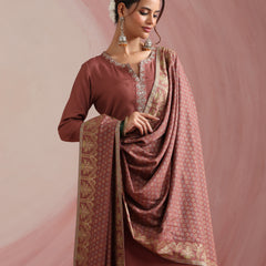 Women Ethnic Motifs Angrakha Thread Work Kurta with Trousers & With Dupatta