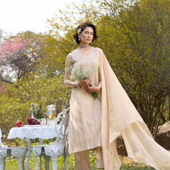Khushal K Women Printed Regular Pure Cotton brown Kurta & Palazzo With Dupatta