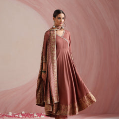 Women Ethnic Motifs Angrakha Thread Work Kurta with Trousers & With Dupatta
