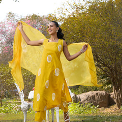 Khushal K Women Printed Regular Pure Cotton yellow Kurta & Palazzo With Dupatta