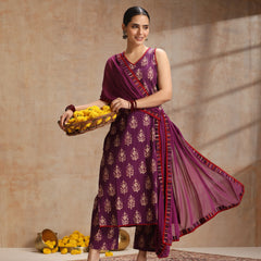 Women Ethnic Motifs Printed Regular Pure Cotton Kurta with Trousers & Dupatta