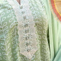 Khushal K Women Printed Regular Pure Cotton green Kurta & Palazzo With Dupatta