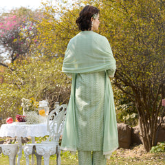 Khushal K Women Printed Regular Pure Cotton green Kurta & Palazzo With Dupatta