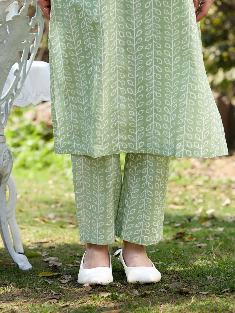 Khushal K Women Printed Regular Pure Cotton green Kurta & Palazzo With Dupatta