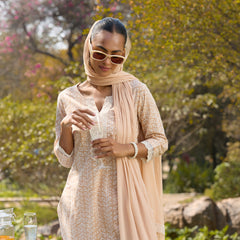 Khushal K Women Printed Regular Pure Cotton brown Kurta & Palazzo With Dupatta