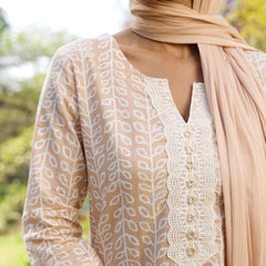 Khushal K Women Printed Regular Pure Cotton brown Kurta & Palazzo With Dupatta