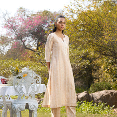 Khushal K Women Printed Regular Pure Cotton brown Kurta & Palazzo With Dupatta