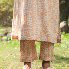 Khushal K Women Printed Regular Pure Cotton brown Kurta & Palazzo With Dupatta