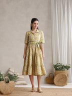 Women Floral Print Shirt Dress