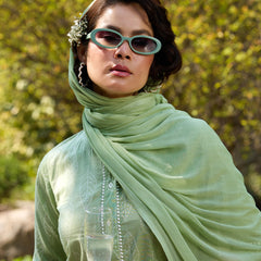 Khushal K Women Printed Regular Pure Cotton green Kurta & Palazzo With Dupatta