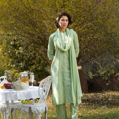 Khushal K Women Printed Regular Pure Cotton green Kurta & Palazzo With Dupatta