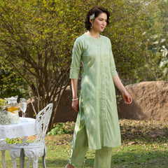Khushal K Women Printed Regular Pure Cotton green Kurta & Palazzo With Dupatta