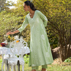 Khushal K Women Printed Regular Pure Cotton green Kurta & Palazzo With Dupatta