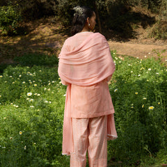 Khushal K Women Printed Regular Pure Cotton peach Kurta & Farsi Salwar With Dupatta