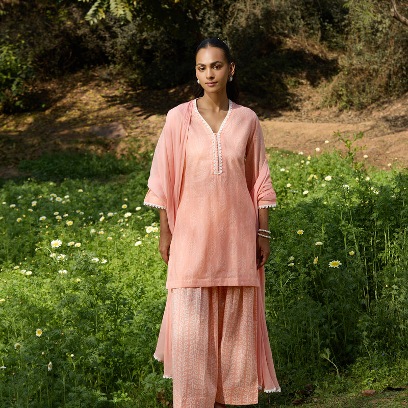 Women Printed Regular Pure Cotton Peach Kurta & Farshi Salwar with Dupatta - Khushal K - Image 5