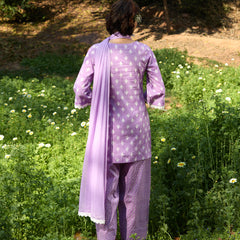 Khushal K Women Printed Regular Pure Cotton purple Kurta & Palazzo With Dupatta
