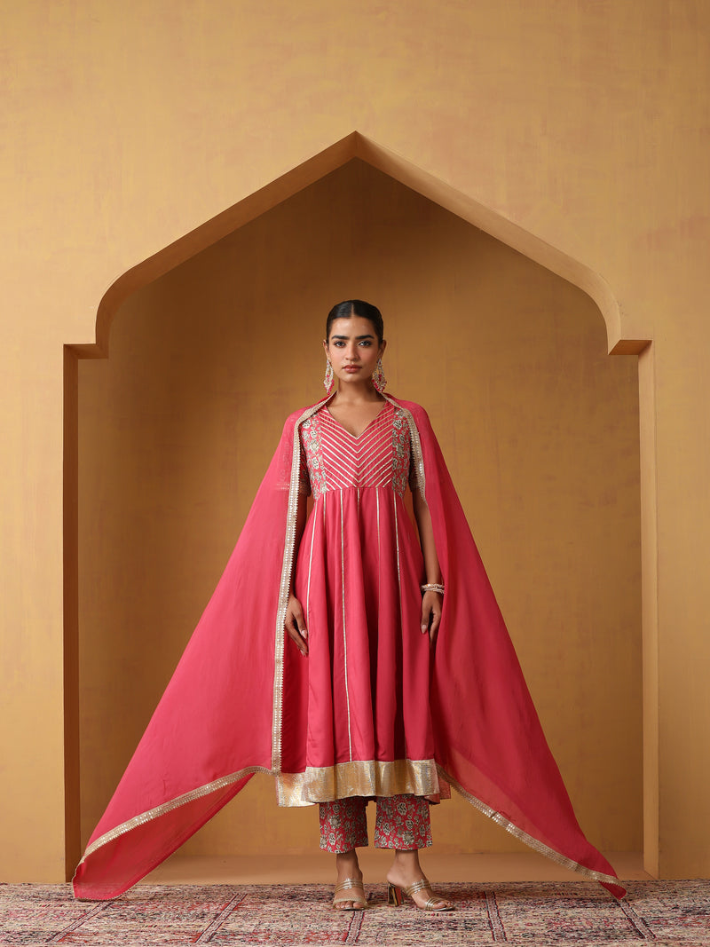 Khushal K Floral Embroidered Anarkali  Kurta set