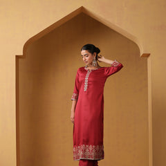Khushal K Women Ethnic Motifs Embroidered Regular Kurta set