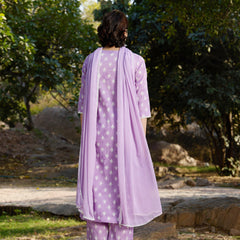 Khushal K Women Printed Regular Pure Cotton purple Kurta & Palazzo With Dupatta