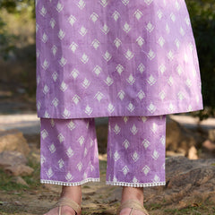 Khushal K Women Printed Regular Pure Cotton purple Kurta & Palazzo With Dupatta