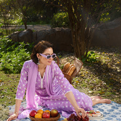 Khushal K Women Printed Regular Pure Cotton purple Kurta & Palazzo With Dupatta