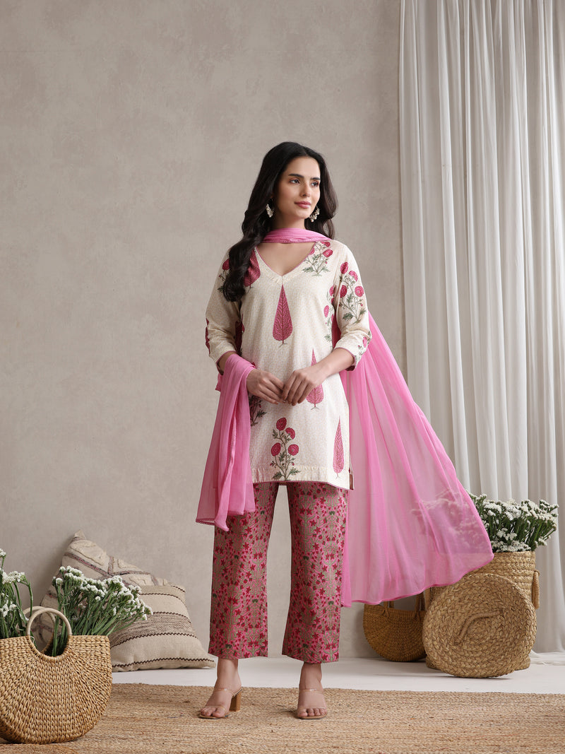 Khushal K Women Ethnic Motifs Printed Regular Pure Cotton Kurta set