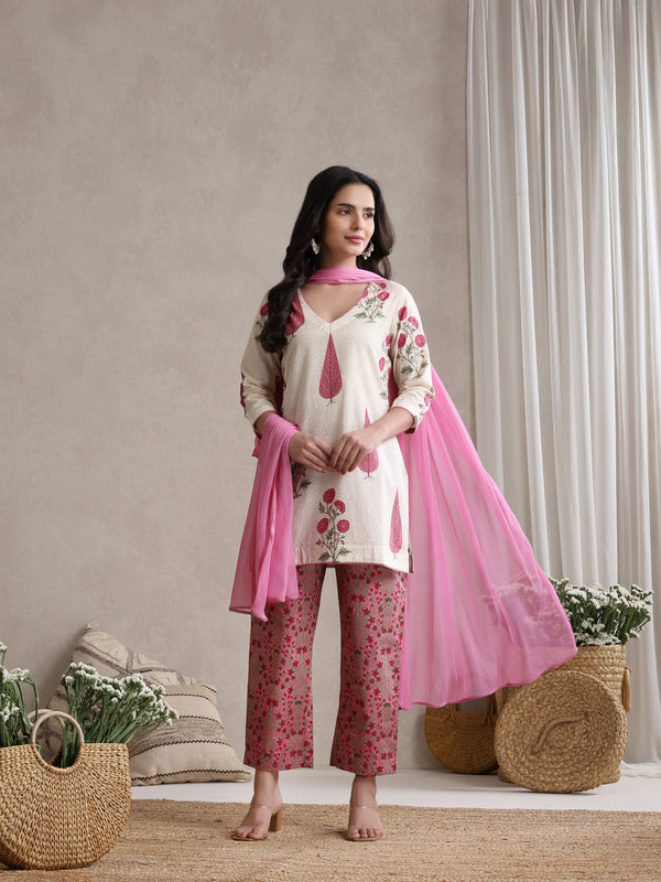 Khushal K Women Ethnic Motifs Printed Regular Pure Cotton Kurta set