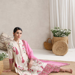 Women Floral Printed Cotton Kurta with Palazzos & Dupatta