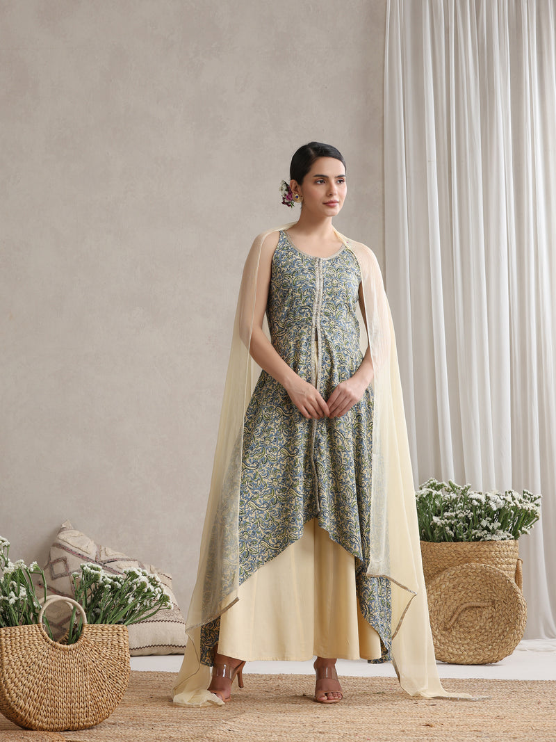 Khushal K Floral Printed A-Line Kurta set