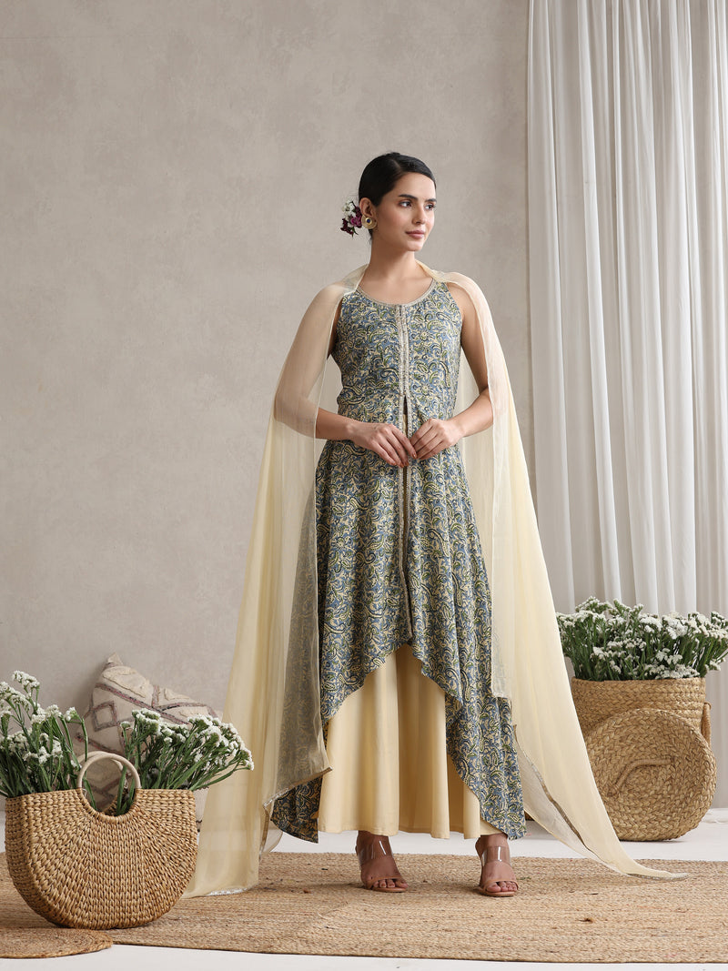 Khushal K Floral Printed A-Line Kurta set
