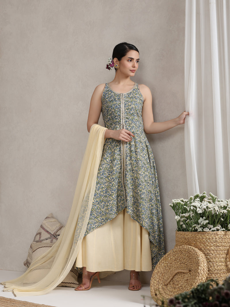 Khushal K Floral Printed A-Line Kurta set