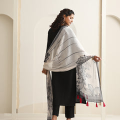 Khushal K Women Pure Silk black Embroidered Kurta & Palazzo With Dupatta
