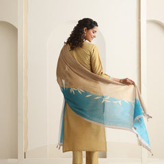 Khushal K Women Pure Silk yellow Embroidered Kurta & Palazzo With Dupatta
