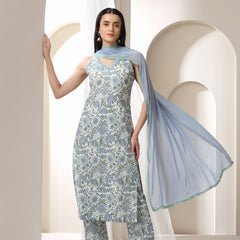 Women Floral Printed Regular Pure Cotton Kurta with Palazzos & With Dupatta