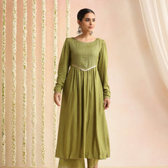 Women Woven Design Self Design Kurta with Palazzos